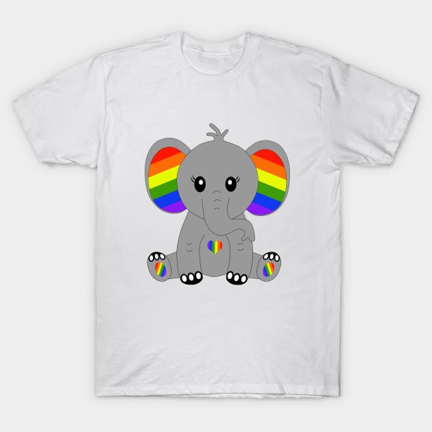 Cute elephant with rainbow colors T-Shirt by MarionsArt